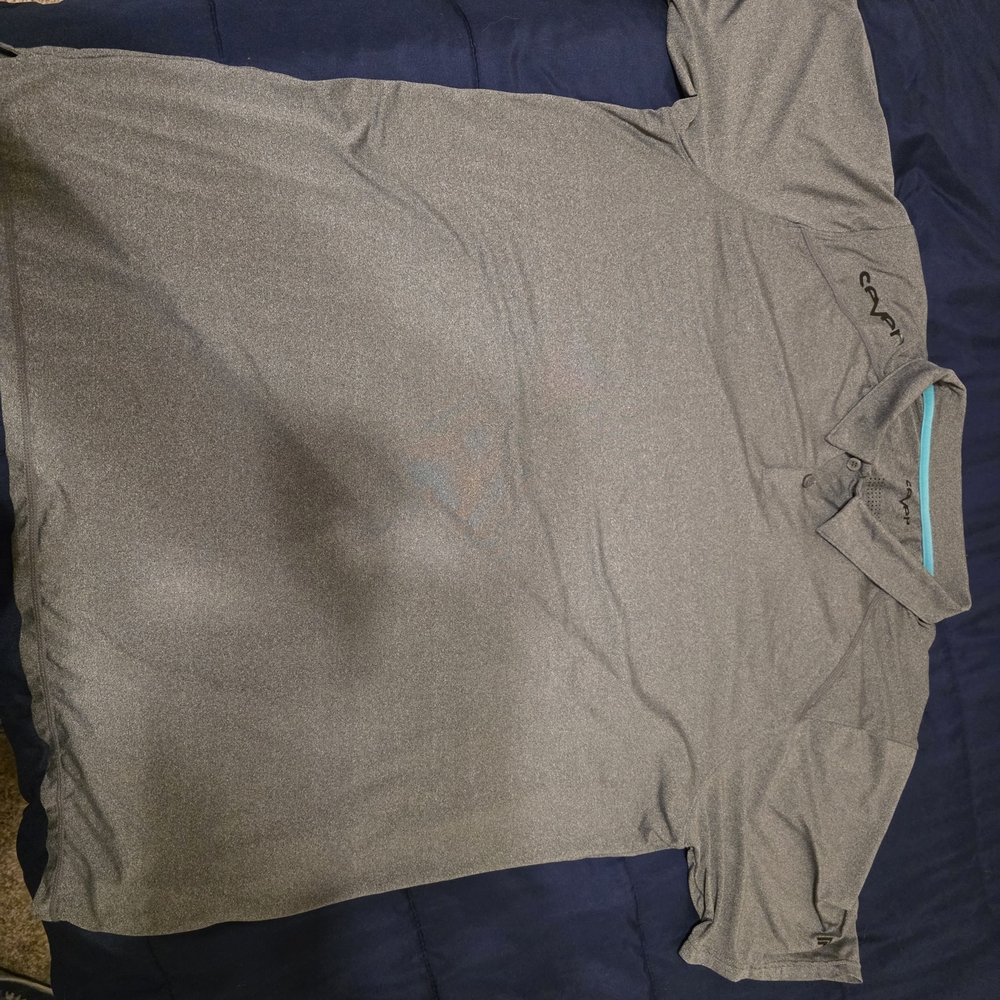 Gray Polo Shirt with Blue Accent